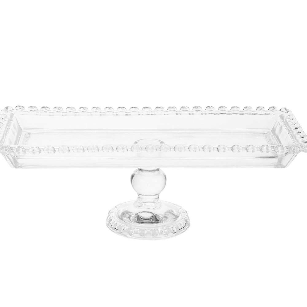 Cabilock Glass Stand Serving Plate 11.7inch Serving Platter Footed Buffet